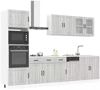 vidaXL Kalmar K&uuml;chenschrank-Set 7-tlg., grau Sonoma, Holzwerkstoff (3314747)