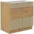 Küchenpreis-Bombe Unterschrank 80cm, Eiche Artisan + Cappuccino Hochglanz