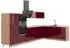 VICCO Fame-Line Eckküche Bordeaux Hochglanz/Goldkraft Eiche, 347x207cm (63611)