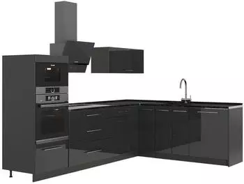 VICCO Fame-Line Eckk&uuml;che anthrazit Hochglanz, 287x207cm (63459)