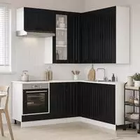 vidaXL K&uuml;cheneinheit LUCCA 8 stk. Schwarz Holzwerkstoff