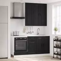 vidaXL K&uuml;cheneinheit PORTO 5 stk. Schwarz Holzwerkstoff