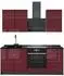 VICCO Fame-Line Singleküche bordeaux Hochglanz/anthrazit, 190cm ohne Arbeitsplatte (64862)