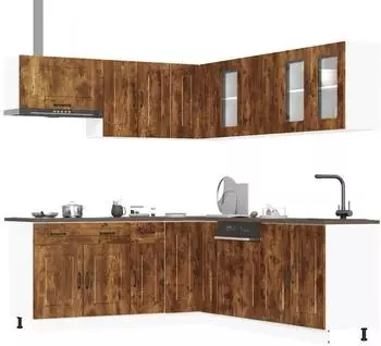 vidaXL K&uuml;chenschrank-Set Kalmar 11-tlg. R&auml;uchereiche (3314916)