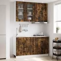 vidaXL K&uuml;cheneinheit KALMAR 4 stk. Ger&auml;ucherte Eiche Holzwerkstoff