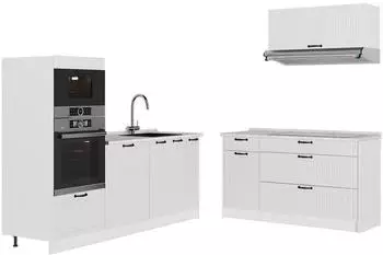 VICCO Fame-Line K&uuml;chenzeile wei&szlig; Landhaus, 340cm ohne Arbeitsplatte (63948)