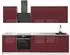VICCO Fame-Line Küchenzeile bordeaux Hochglanz/weiß 280cm ohne Arbeitsplatte (64239)