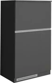 Kochstation KS-Sole K&uuml;chenschrank-Set 90cm, anthrazit matt, Arbeitsplatte schieferfarben