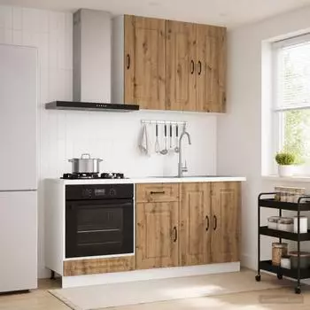 vidaXL Kalmar K&uuml;chenzeile 5-tlg., Artisan-Eiche Holzwerkstoff