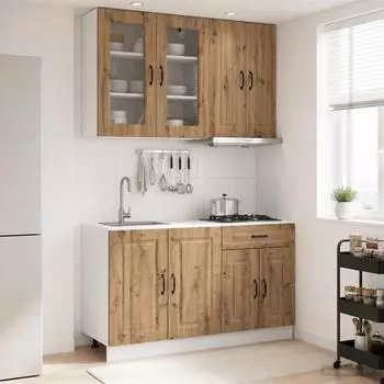 vidaXL Kalmar K&uuml;cheneinheit 4-tlg., Artisan-Eiche Holzwerkstoff