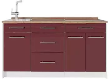 VICCO Fame-Line K&uuml;chenblock bordeaux hochglanz/wei&szlig;, 150cm (Fame-Line)