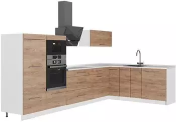 VICCO Fame-Line Eckk&uuml;che Goldkraft Eiche 347x207cm ohne Arbeitsplatte (62925)
