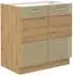 Küchenpreis-Bombe Spülenschrank 80cm Eiche Artisan + Cappuccino Hochglanz
