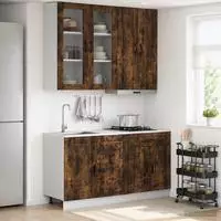 vidaXL K&uuml;cheneinheit PORTO 4 stk. Ger&auml;ucherte Eiche Holzwerkstoff