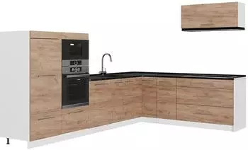 VICCO Fame-Line Eckk&uuml;che Goldkraft Eiche/wei&szlig; 327x227cm ohne Arbeitsplatte (62957)