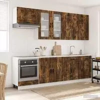 vidaXL K&uuml;cheneinheit PORTO 8 stk. Ger&auml;ucherte Eiche Holzwerkstoff