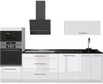 VICCO Fame-Line K&uuml;chenzeile wei&szlig; Hochglanz/wei&szlig;, Arbeitsplatte Anthrazit, 280cm (64731)