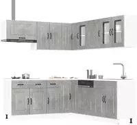 vidaXL 11-tlg. K&uuml;chenschrank-Set Kalmar Betongrau Holzwerkstoff
