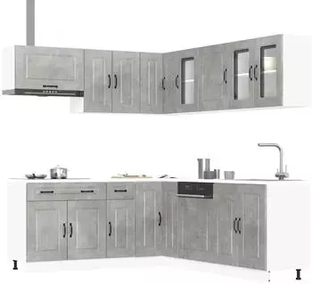 vidaXL K&uuml;chenschrank-Set Kalmar 11-tlg. betongrau Holzwerkstoff (3314915)