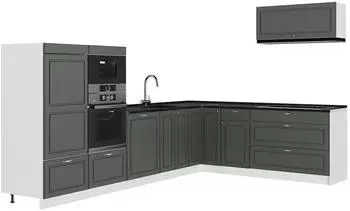 VICCO Fame-Line Eckk&uuml;che gr&uuml;n-gold Landhaus/wei&szlig; 327x227cm ohne Arbeitsplatte (64427)