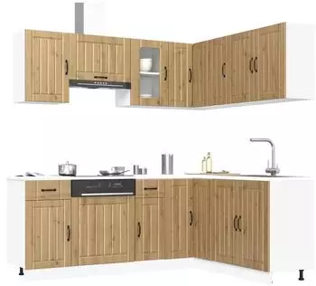 vidaXL Lucca K&uuml;chenschrank-Set 11-tlg. Artisan-Eiche Holzwerkstoff (3314960)
