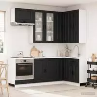 vidaXL K&uuml;cheneinheit PORTO 8 stk. Schwarz Holzwerkstoff