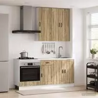 vidaXL K&uuml;cheneinheit PORTO 5 stk. Sonoma-Eiche Holzwerkstoff
