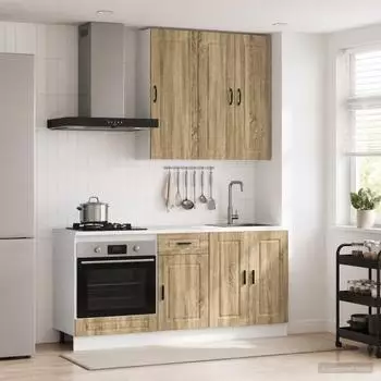 vidaXL K&uuml;cheneinheit Porto 5-tlg. Sonoma-Eiche Holzwerkstoff