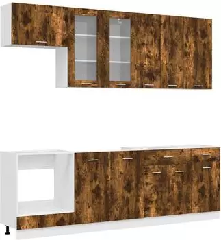 vidaXL Lyon K&uuml;cheneinheit 8 Stk., ger&auml;ucherte Eiche, Holzwerkstoff (3438207)