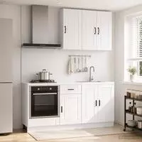 vidaXL K&uuml;cheneinheit PORTO 5 stk. Hochglanz Wei&szlig; Holzwerkstoff