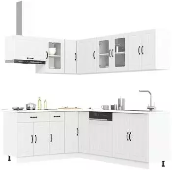 vidaXL Lucca K&uuml;chenschrank-Set 11-tlg., wei&szlig;, Holzwerkstoff (3314891)