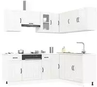 vidaXL 11-tlg. K&uuml;chenschrank-Set Kalmar Hochglanz-Wei&szlig; Holzwerkstoff