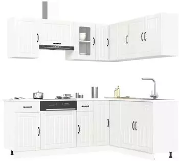 vidaXL Kalmar K&uuml;chenschrank-Set 11-tlg., Hochglanz-Wei&szlig;, Holzwerkstoff (3314943)