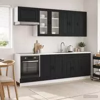 vidaXL K&uuml;cheneinheit PORTO 8 stk. Schwarz Holzwerkstoff
