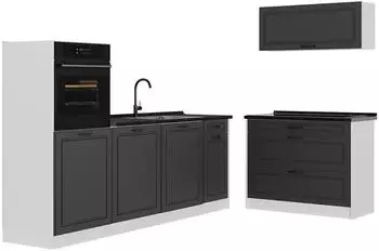 VICCO R-Line K&uuml;chenzeile Anthrazit/Wei&szlig; 220cm (40215)