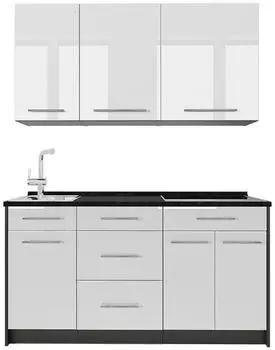 VICCO Fame-Line Singlek&uuml;che wei&szlig; Hochglanz/anthrazit, 150cm (800001792356)