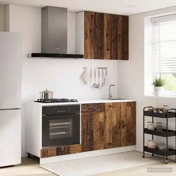 vidaXL K&uuml;cheneinheit Kalmar 5-tlg., Altholz, Holzwerkstoff