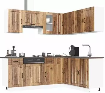 vidaXL Lucca 11-tlg. K&uuml;chenschrank-Set Altholz-Optik Holzwerkstoff (3314959)