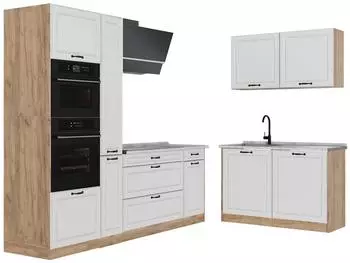 VICCO Eckk&uuml;che R-Line wei&szlig; Landhaus/Goldkraft Eiche 230x120cm (40257)