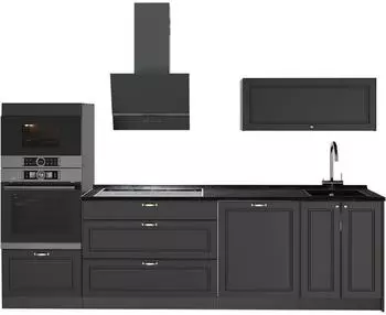 VICCO Fame-Line K&uuml;chenzeile 280cm anthrazit-gold Landhaus, ohne Arbeitsplatte (64650)