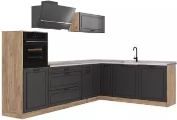 VICCO R-Line Eckk&uuml;che Anthrazit Landhaus/Goldkraft Eiche 287cm (40229)