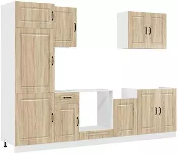 vidaXL Kalmar K&uuml;chenschrank-Set 7-tlg. Sonoma-Eiche Holzwerkstoff (3314764)