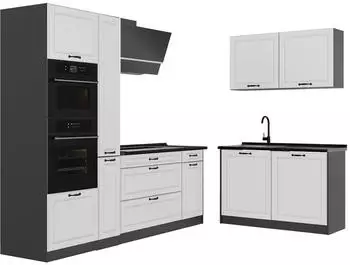 VICCO R-Line Eckk&uuml;che wei&szlig; Landhaus/Anthrazit 230x120cm (40243)