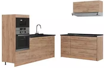 VICCO Fame-Line K&uuml;chenzeile 340cm, Goldkraft Eiche/Anthrazit (63897)