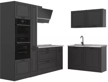 VICCO R-Line Eckk&uuml;che Anthrazit Landhaus/Anthrazit 230x120cm (40241)