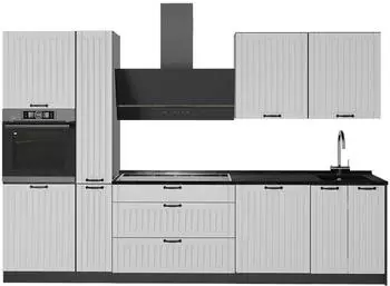VICCO Fame-Line K&uuml;chenzeile wei&szlig; Landhaus/anthrazit, 310cm ohne Arbeitsplatte (64280)