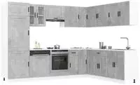 vidaXL 14-tlg. K&uuml;chenschrank-Set Porto Betongrau Holzwerkstoff