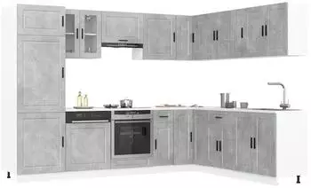 vidaXL K&uuml;chenschrank-Set Porto 14-tlg. betongrau Holzwerkstoff (3314995)