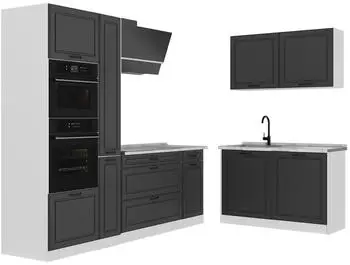 VICCO R-Line Eckk&uuml;che Anthrazit Landhaus/Wei&szlig; 230x120cm (40265)