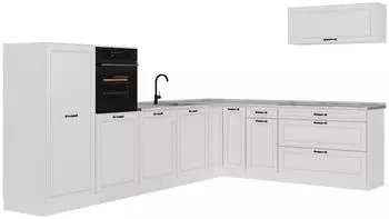 VICCO R-Line Eckk&uuml;che wei&szlig; Landhaus/wei&szlig;, 327cm, 8 Module (40329)